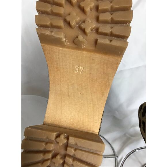 Swedish Hasbeens Women Leopard print Ankle Block Heel Clogs Sz 37/7US NWOB - Picture 11 of 13